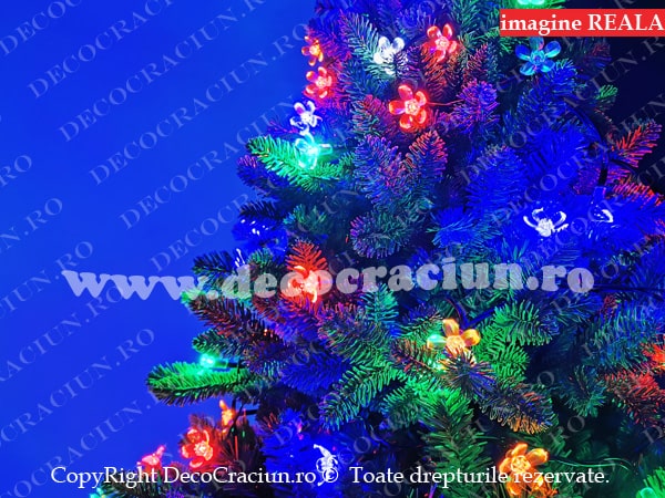 Instalatie brad craciun flori cires leduri colorate 15m