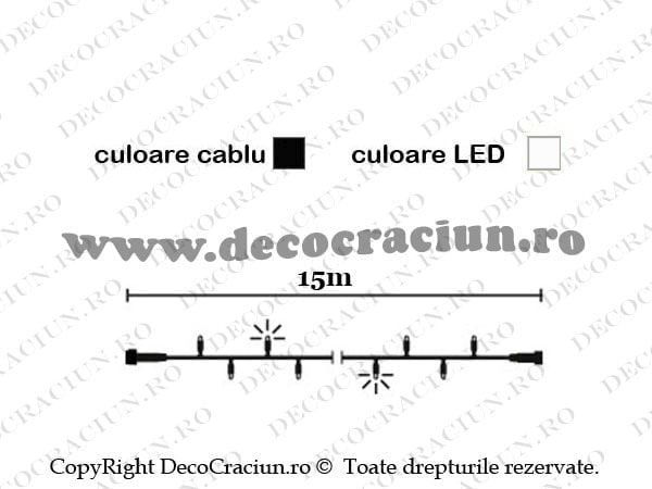 Instalatie lumini craciun exterior 100 leduri albe 15m lungime