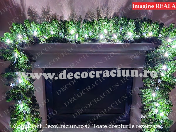 Ghirlanda brad artificial leduri albe decor stelute