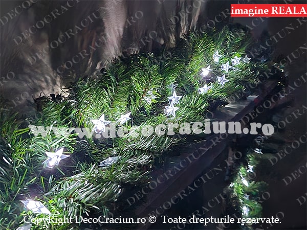 Ghirlanda brad artificial leduri albe efect flash decor stelute