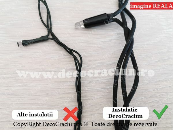 Instalatie luminoasa craciun exterior leduri colorate cablu negru cauciucat