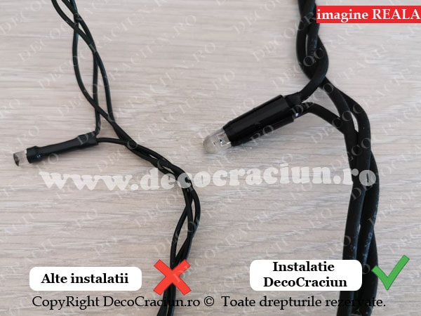 Perdea lumini exterior profesionala cablu negru cauciucat