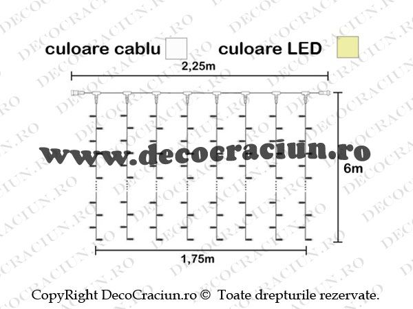 Perdea profesionala leduri exterior IP65 lumina calda 2x6m interconectabila