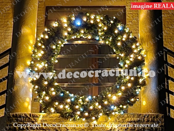 Coronita de Craciun 150cm leduri alb cald efect falsh