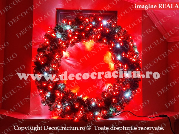 Coronita de Craciun 80cm interior exterior luminite rosii
