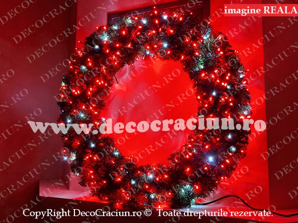 Coronita de Craciun 80cm leduri rosii efect flash