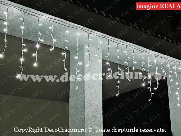 Turturi luminosi exterior franjuri leduri albe 4,8m lungime