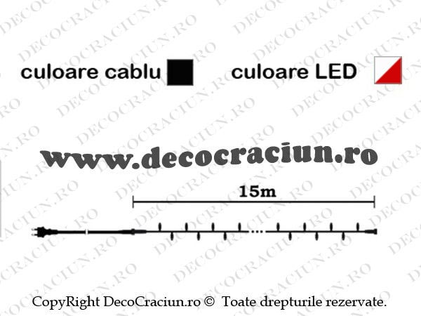 Ghirlanda luminoasa exterior 15m lungime conectabila 100 leduri rosii