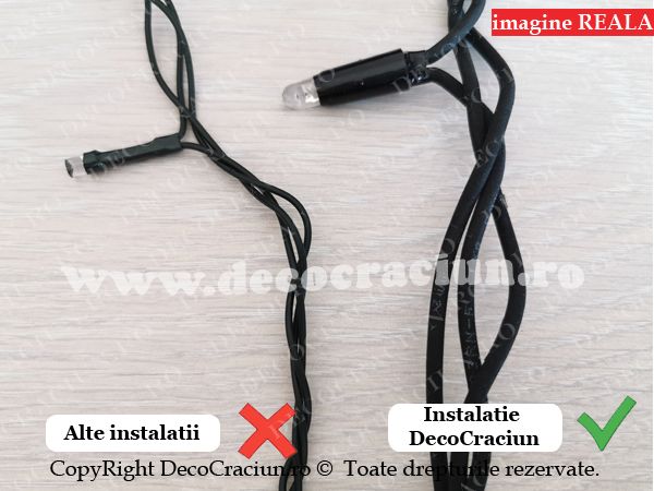 Ghirlanda luminoasa exterior leduri rosii cablu negru cauciucat