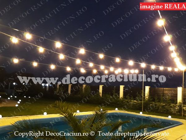 Ghirlanda luminoasa exterior gradina si terasa 10m conectabila Ghirlanda luminoasa terasa si gradina cu becuri led E27 retro style 10m interconectabila