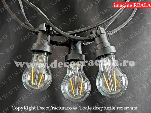Ghirlanda luminoasa exterior leduri lumina calda statica 10m conectabila