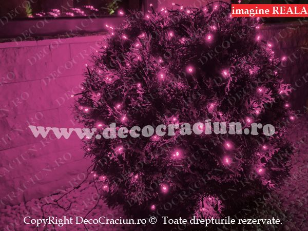 Instalatie luminoasa solara gradina leduri roz incarcare solara