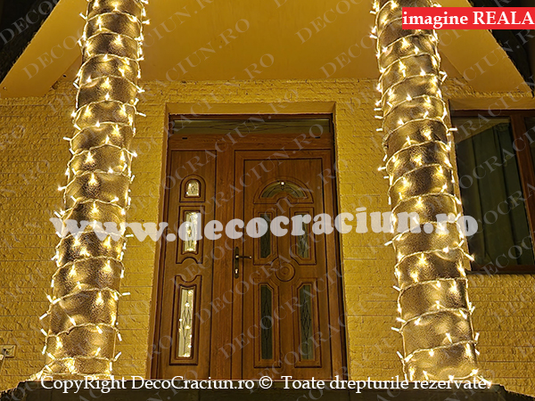 Ghirlanda luminoasa exterior 20m conectabila 200 leduri alb cald static gama profesionala