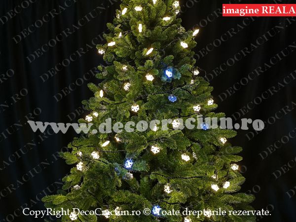 Instalatie lumini craciun exterior leduri alb cald efect stroboscopic decor fulgi de zapada