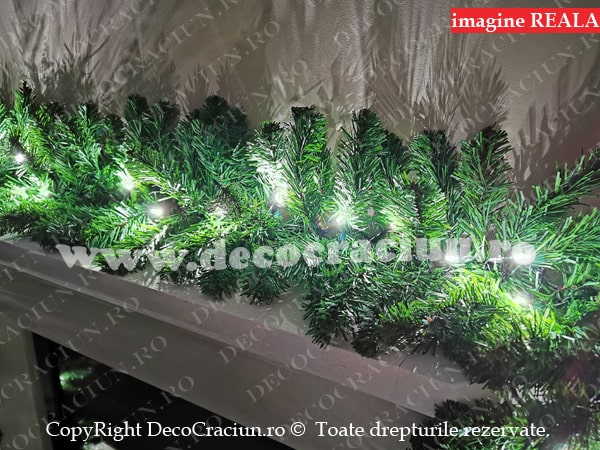 Ghirlanda artificiala de brad craciun leduri alb rece 2,7m conectabila