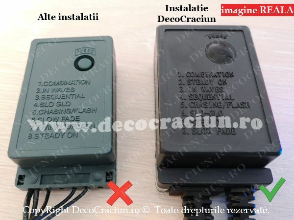 Instalatie luminoasa Craciun exterior jocuri lumini leduri lumina calda