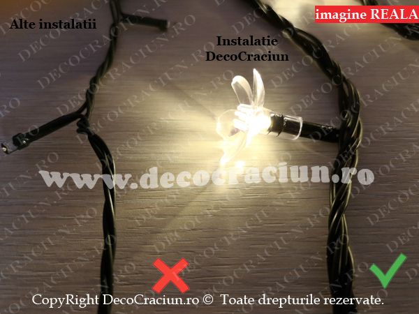Instalatie luminoasa brad craciun exterior 100 leduri alb cald