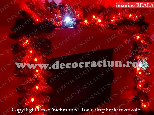 Ghirlanda artificiala brad craciun leduri rosii efect stroboscopic