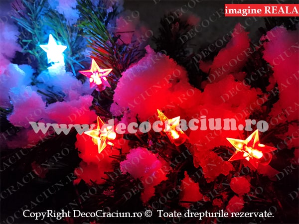 Ghirlanda brad artificial leduri rosii decor stelute interior si exterior