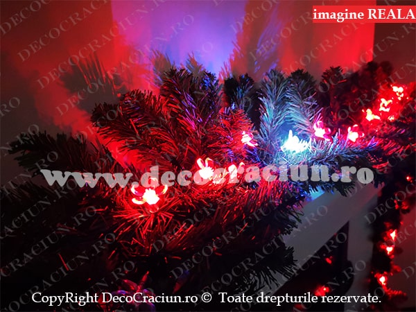Ghirlanda artificiala brad leduri rosii decor flori 2,7m lungime