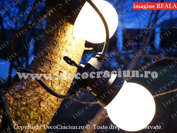 Ghirlanda luminoasa exterior 20 becuri alb cald 10m lungime
