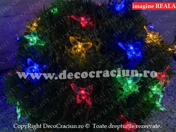 Ghirlanda luminoasa solara de gradina cu fluturi multicolori