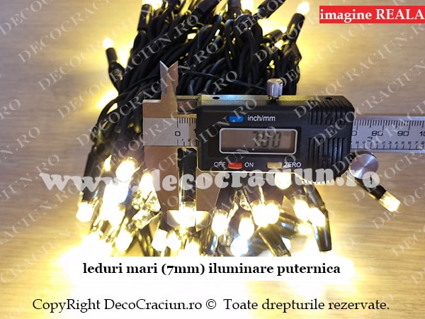 Instalatii craciun exterior leduri alb cald lumina statica cablu negru cauciucat