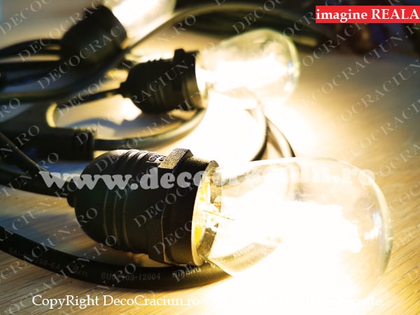 Ghirlanda luminoasa exterior 10m lungime 10 becuri E27 lumina calda Edison