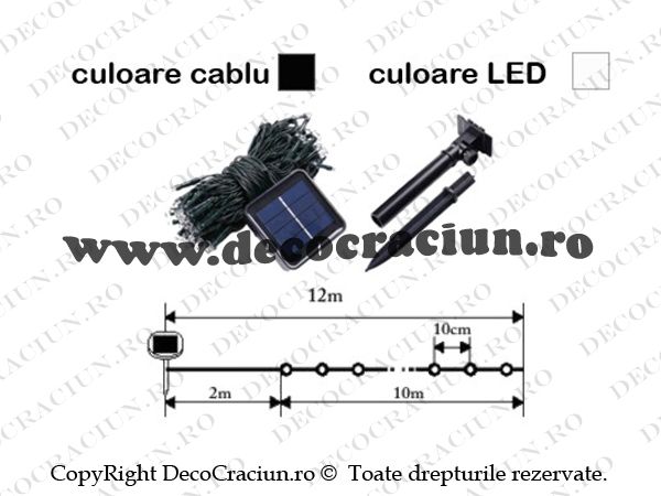 Instalatie solara lumini craciun stelute leduri albe solare