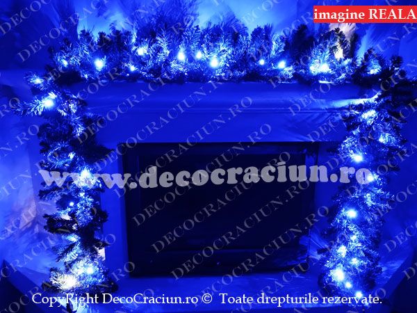 Ghirlanda artificiala brad craciun 2,7m lungime 50 leduri albastre efect stroboscopic
