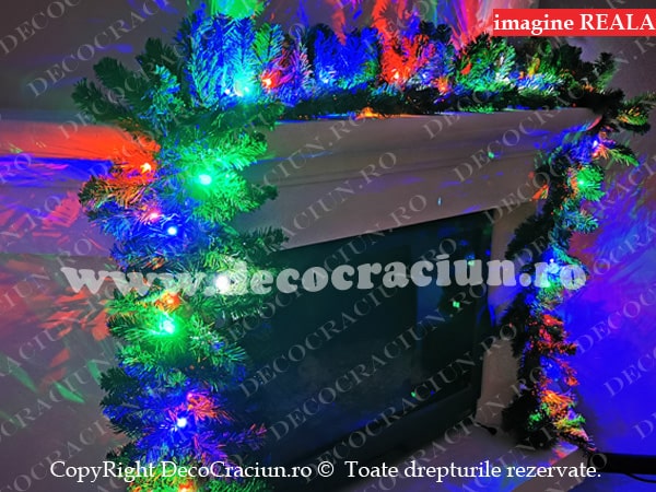 Ghirlanda artificiala brad craciun 2,7m lungime 50 leduri colorate efect stroboscopic