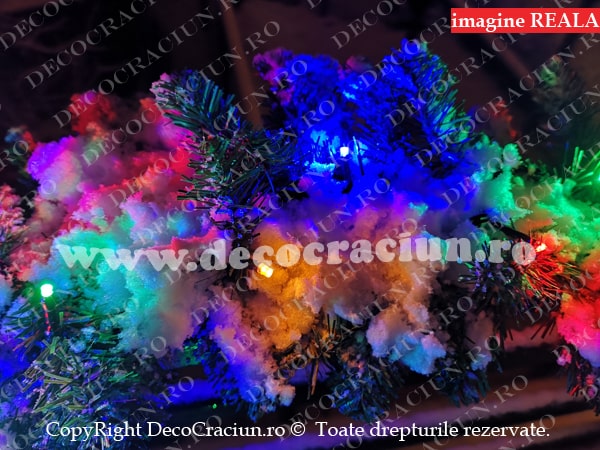 Ghirlanda artificiala brad craciun 2,7m lungime 50 leduri colorate efect stroboscopic