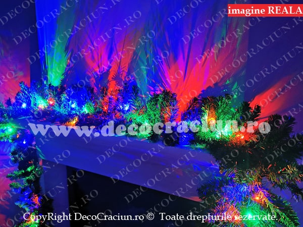Ghirlanda artificiala brad craciun 50 leduri colorate 2,7m lungime interior si exterior
