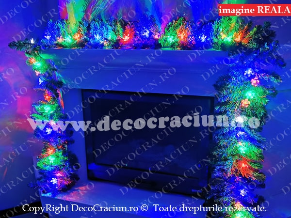 Ghirlanda artificiala brad craciun 2,7m lungime 50 leduri colorate decor flori de cires