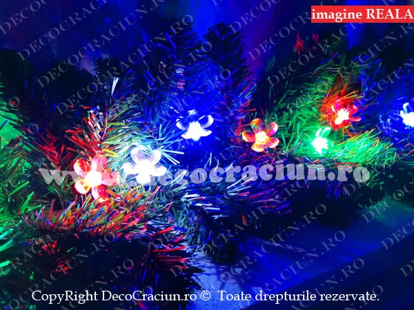 Ghirlanda artificiala brad craciun 2,7m lungime leduri colorate decor flori de cires interior si exterior