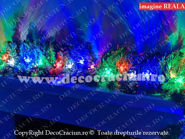 Ghirlanda artificiala brad craciun 50 leduri colorate decor flori de cires 2,7m lungime
