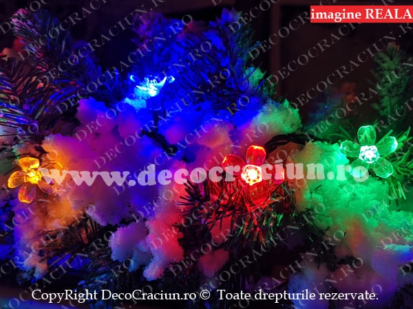 Ghirlanda artificiala brad craciun leduri colorate decor flori de cires 2,7m lungime interior si exterior