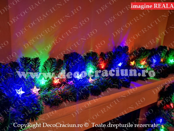 Ghirlanda artificiala brad 2,7m lungime 50 leduri colorate decor stelute