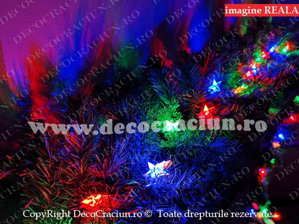 Ghirlanda artificiala brad craciun 2,7m lungime conectabila leduri colorate decor stelute interior si exterior