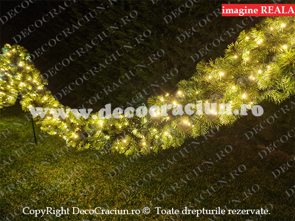 Ghirlanda artificiala brad craciun premium 2,7m lungime 360 leduri alb cald lumina statica