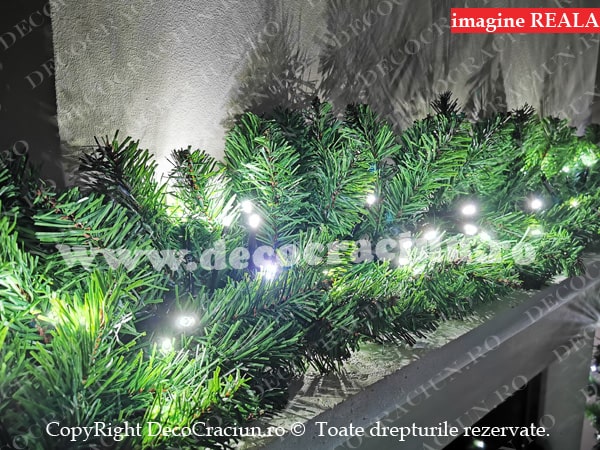 Ghirlanda artificiala brad craciun 2,7m lungime 180 leduri alb rece efect falsh interior si exterior