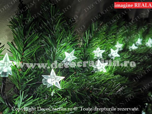 Ghirlanda artificiala brad craciun 2,7m lungime 50 leduri alb rece lumina statica decor stele