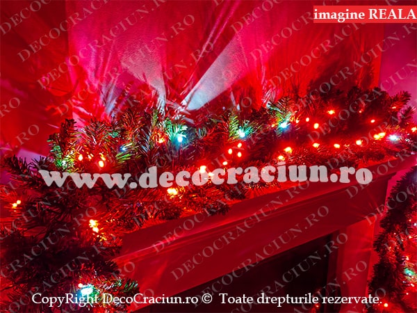 Ghirlanda artificiala brad craciun 2,7m lungime 160 leduri rosii efect falsh interior si exterior