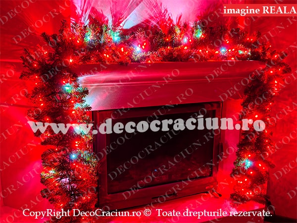 Ghirlanda artificiala brad craciun 160 leduri rosii efect flash interior si exterior 2,7m lungime