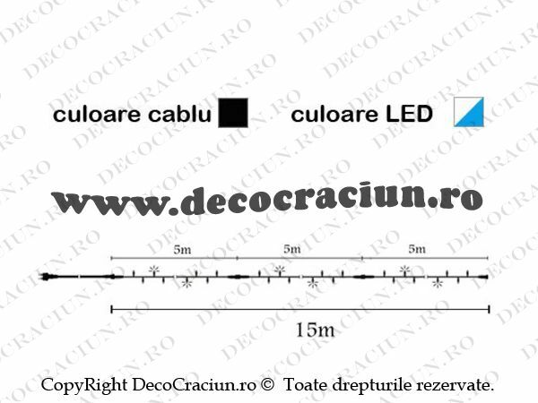 Instalatie brad craciun 15m conectabila 150 leduri albastre decor stelute