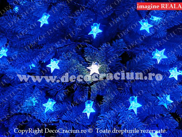 Instalatie brad craciun exterior 15m lungime stelute leduri albastre