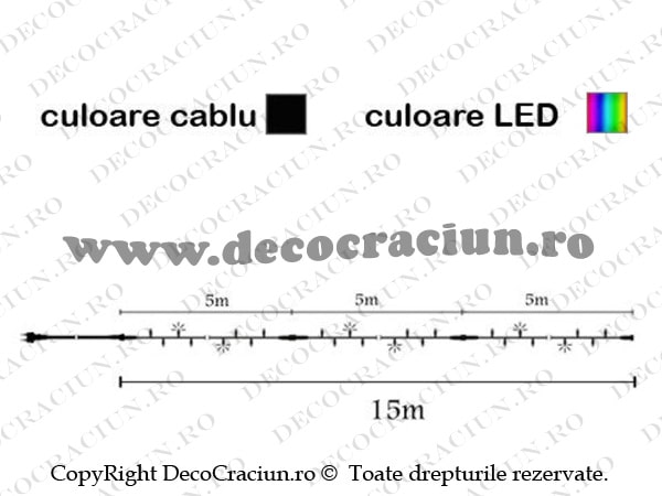Instalatie luminoasa brad craciun 15m lungime 150 stelute cu leduri