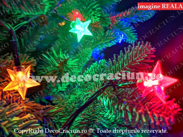 Instalatie luminoasa brad craciun stelute leduri colorate 15m conectabila