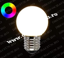 Becuri led E27 colorate tip G45 putere 1W, set 10 buc
