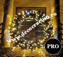 Coronita de Craciun PREMIUM de exterior cu lumini led alb cald 150cm diametru